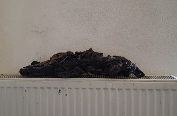 ,Untitled?, 2014 ? wax, wood, rags, silicone, screws
