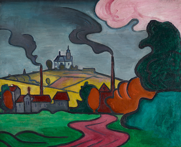 Bohumil Kubi?ta, Landschaft mit Kirchlein, 1910 Öl auf Leinwand 67 x 82 cm Dauerleihgabe Sammlung Rotter, Foto: © Belvedere, Wien