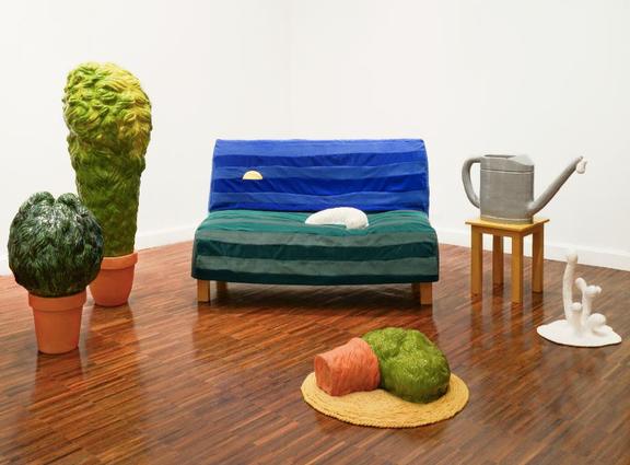 Jessica Lajard, Somewhere Where the Grass is Greener, 2015, biscuit and glazed ceramics, Variable dimensions