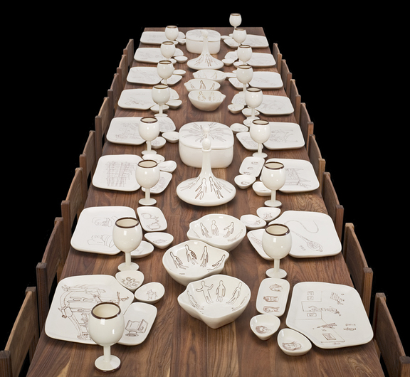 Atelier Van Lieshout, SlaveCity, Table with Dinnerservice, 2006