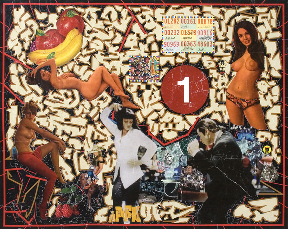 Michael Anderson, AFTER PULP FICTION, 2011, Street Poster Collage  mit Parkscheinen und Vintage Playboy Elementen, 120 x 142 cm, Courtesy: GALERIE HILGER NEXT Wien 10 & the artist, Copyright: the artist