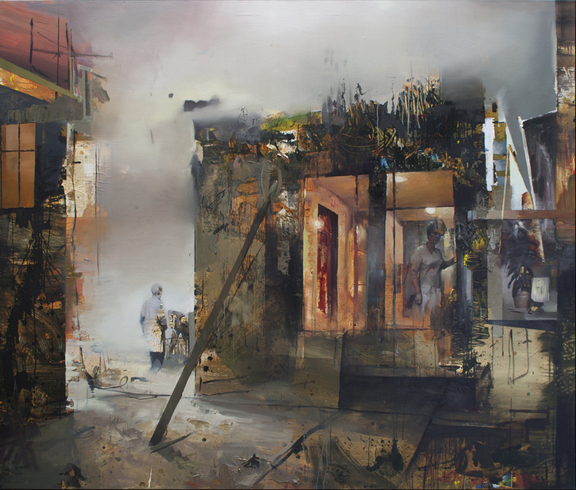 Daniel Pitín, Backyard, 2013 Öl, Acryl auf LW 220 x 180 cm
